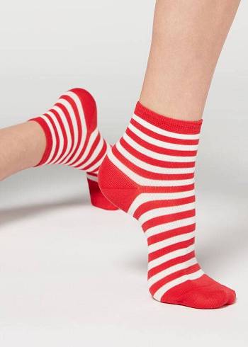 Calcetines Calzedonia Stripe Patterned Corta Mujer Rojos | MX1644OR