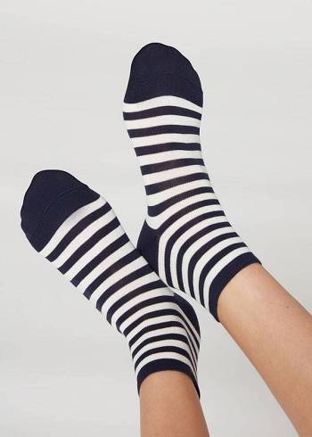 Calcetines Calzedonia Stripe Patterned Corta Mujer Azules | MX1645PQ