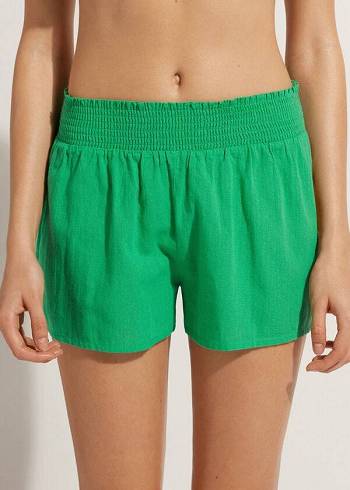 Cubrirlos Calzedonia Algodon Shorts Mujer Verdes | MX2065FM