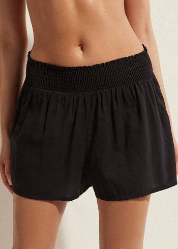 Cubrirlos Calzedonia Algodon Shorts Mujer Negros | MX2066GL