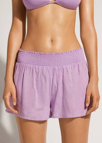 Cubrirlos Calzedonia Algodon Shorts Mujer Morados | MX2071ZG