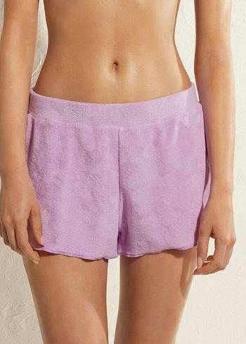 Cubrirlos Calzedonia Terrycloth Shorts Mujer Morados | MX2039FM