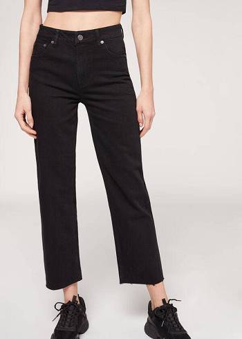 Jeans Calzedonia Cropped Directo-Leg Mujer Negros | MX1627KI