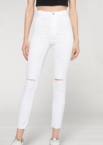 Jeans Calzedonia High-Cintura Flaco Mujer Blancos | MX1589YU