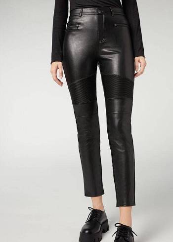 Leggins Calzedonia Coated Thermal Flaco Ciclismo Mujer Negros | MX1559WY