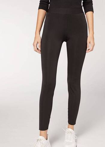 Leggins Calzedonia Double Faced Plush Mujer Negros | MX1549KI