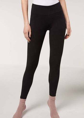 Leggins Calzedonia Supima Algodon Mujer Negros | MX1498LH