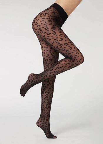 Mallas Calzedonia Animal Pattern 30 Denier Sheer Patterned Sexy Mujer Negros | MX3106EX