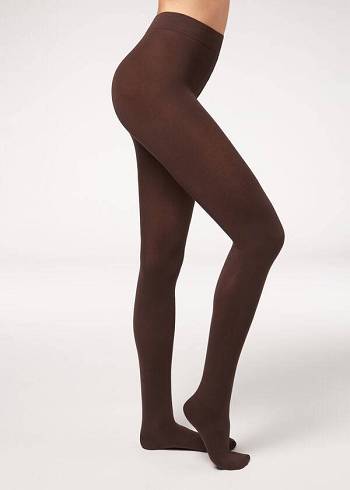 Mallas Calzedonia Opaque 100 Denier Algodon and Microfiber Mujer Cafes | MX3138HK