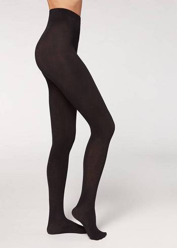 Mallas Calzedonia Opaque 150 Denier in Eco Algodon Mujer Negros | MX3135QZ