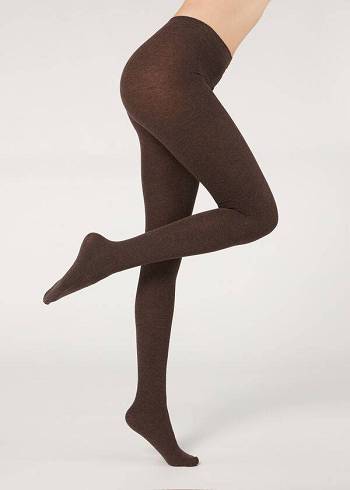 Mallas Calzedonia Soft Modal and Cashmere Blend Opaque Mujer Marrom | MX3126PQ