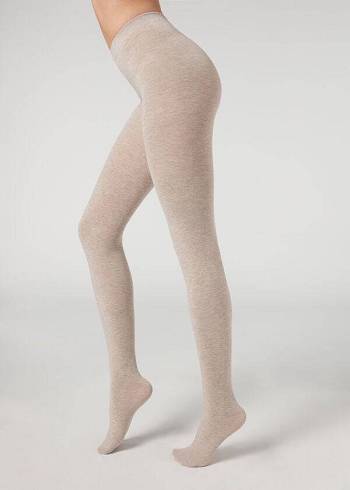 Mallas Calzedonia Soft Modal and Cashmere Blend Opaque Mujer Beige | MX3130YU