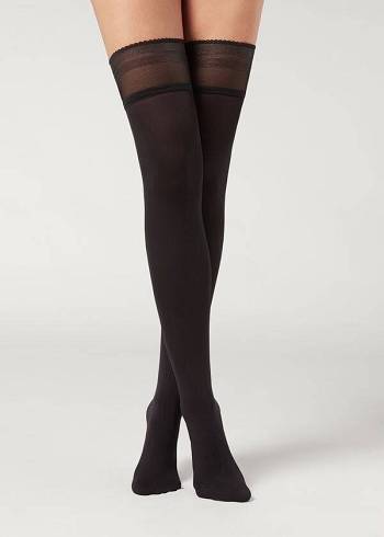 Medias Calzedonia Opaque soft touch Thigh-Highs Mujer Negros | MX2923MA