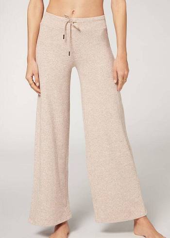 Pantalones Calzedonia Cashmere Palazzo Mujer Beige | MX1476VD