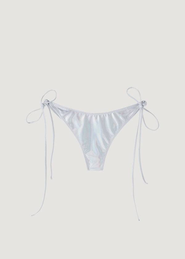 Abajo De Bikini Calzedonia Brazilian Side Tie Daytona Mujer Plateados | MX2869QZ