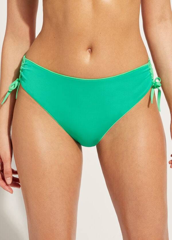 Abajo De Bikini Calzedonia High-Cintura Drawstring Indonesia Mujer Verdes | MX2735LH