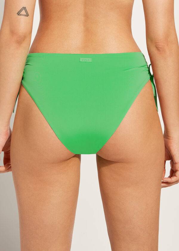 Abajo De Bikini Calzedonia High-Cintura Drawstring Indonesia Mujer Verdes | MX2735LH