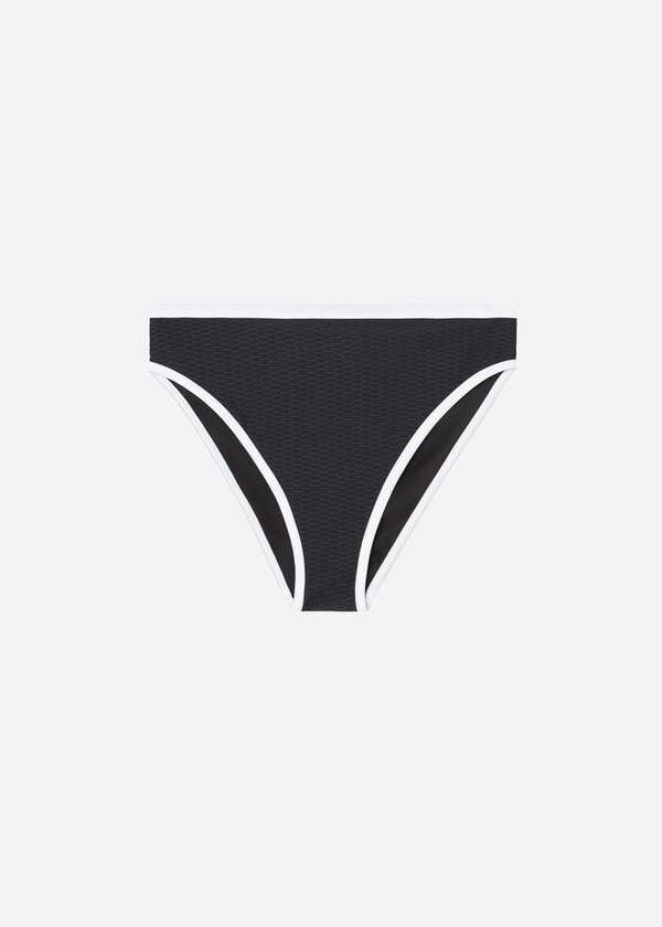 Abajo De Bikini Calzedonia High Cintura Coimbra Mujer Negros Blancos | MX2769SO