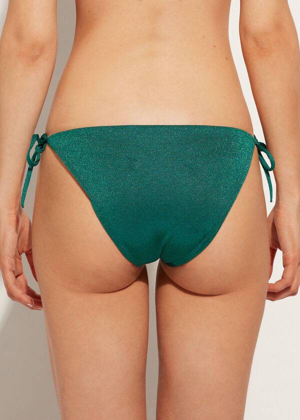 Abajo De Bikini Calzedonia Lamé String Hollywood Mujer Verdes | MX2700PQ