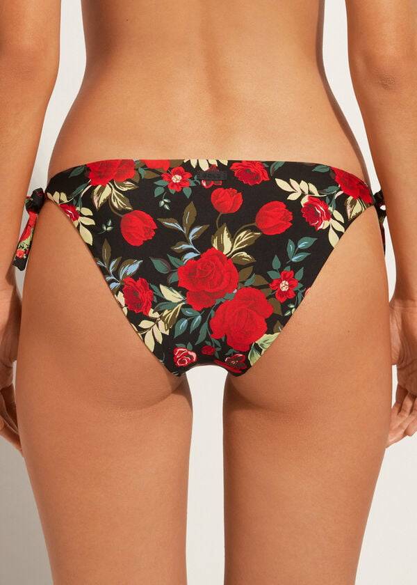 Abajo De Bikini Calzedonia Reversible String Nizza Mujer Rosas | MX2677YU