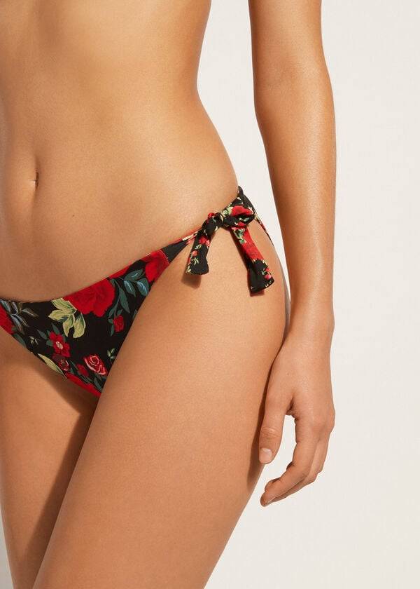 Abajo De Bikini Calzedonia Reversible String Nizza Mujer Rosas | MX2677YU