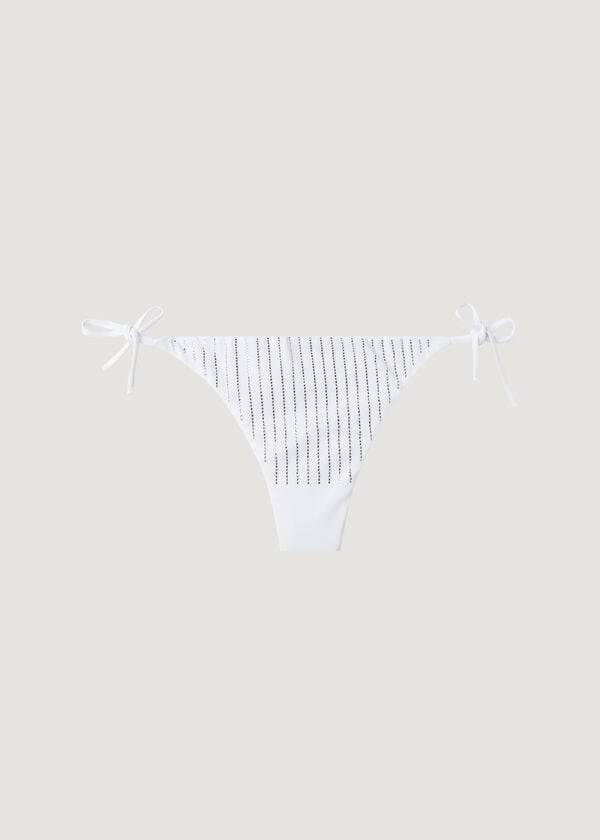 Abajo De Bikini Calzedonia Rhinestone Brazilian String Shanghai Mujer Blancos | MX2672AP