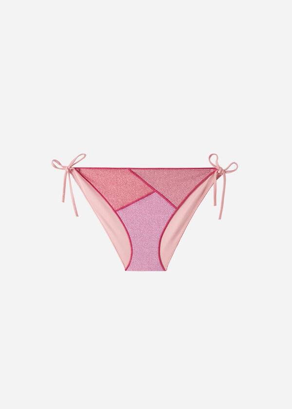 Abajo De Bikini Calzedonia String Tie Lamé Lisbona Mujer Rosas | MX2570HK