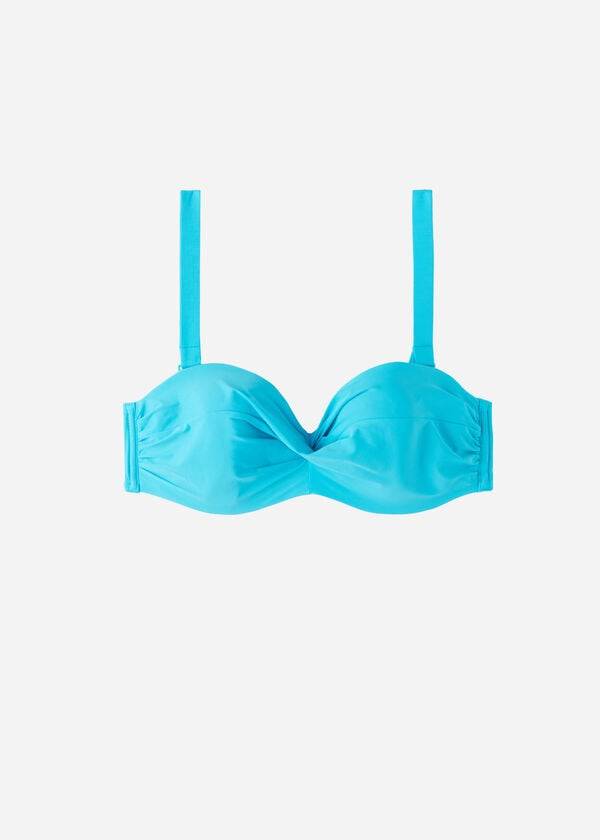 Arriba De Bikini Calzedonia Acolchado Bandeau Indonesia Strapless Mujer Turquesa | MX2380BC