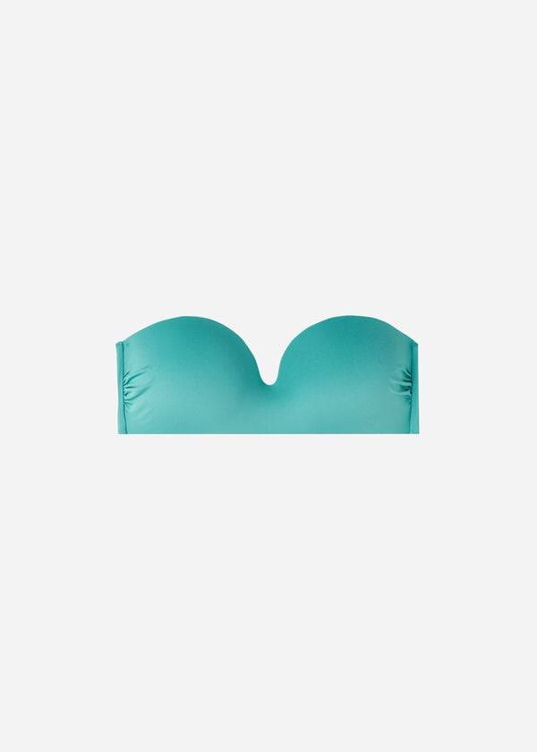 Arriba De Bikini Calzedonia Acolchado Bandeau Indonesia Eco Mujer Turquesa | MX2398YU