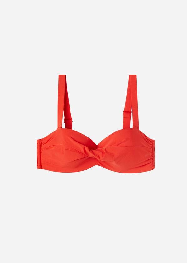 Arriba De Bikini Calzedonia Acolchado Bandeau Indonesia Mujer Rojos | MX2400RW