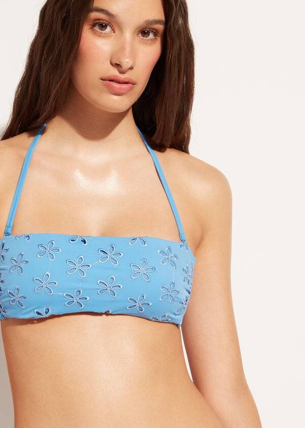 Arriba De Bikini Calzedonia Acolchado Bandeau Corfù Mujer Azules | MX2405NB