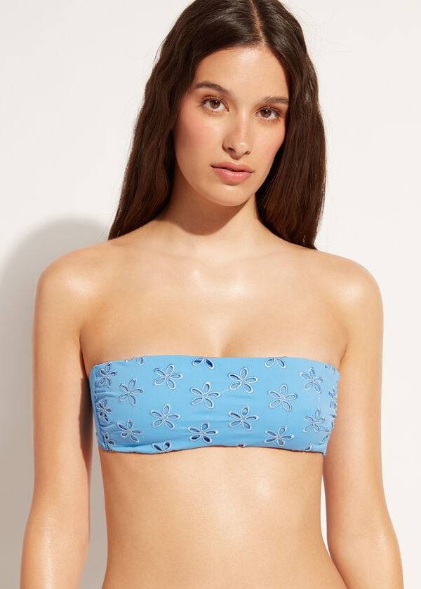 Arriba De Bikini Calzedonia Acolchado Bandeau Corfù Mujer Azules | MX2405NB