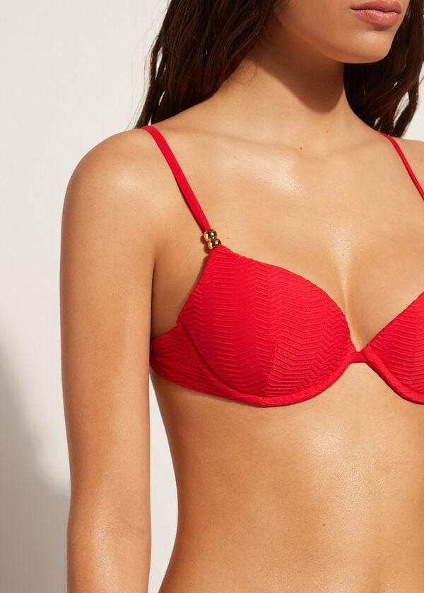 Arriba De Bikini Calzedonia Acolchado Push-Up Casablanca Mujer Rojos | MX2344IS