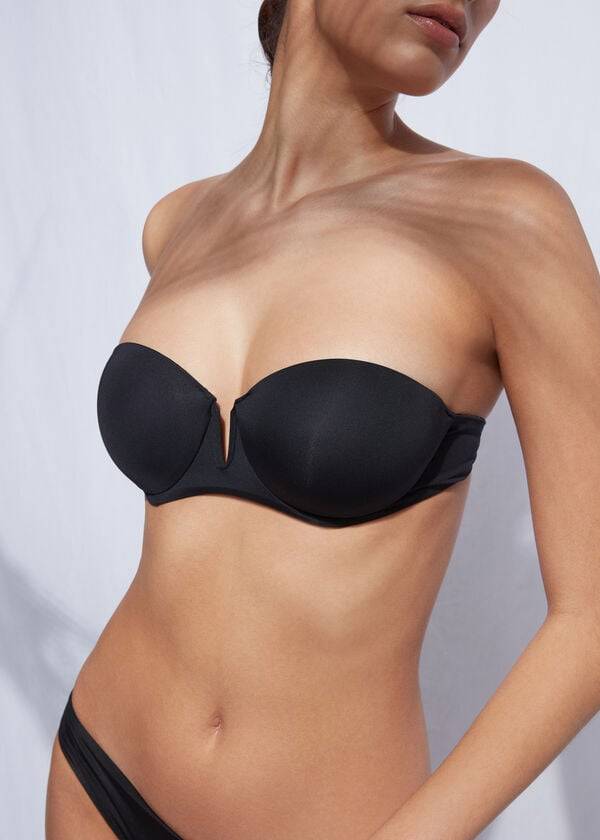 Arriba De Bikini Calzedonia Acolchado Push Up Indonesia Eco rosa Mujer Negros | MX2366SO