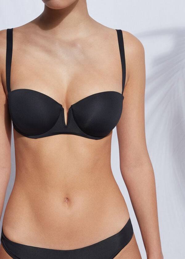 Arriba De Bikini Calzedonia Acolchado Push Up Indonesia Eco rosa Mujer Negros | MX2366SO