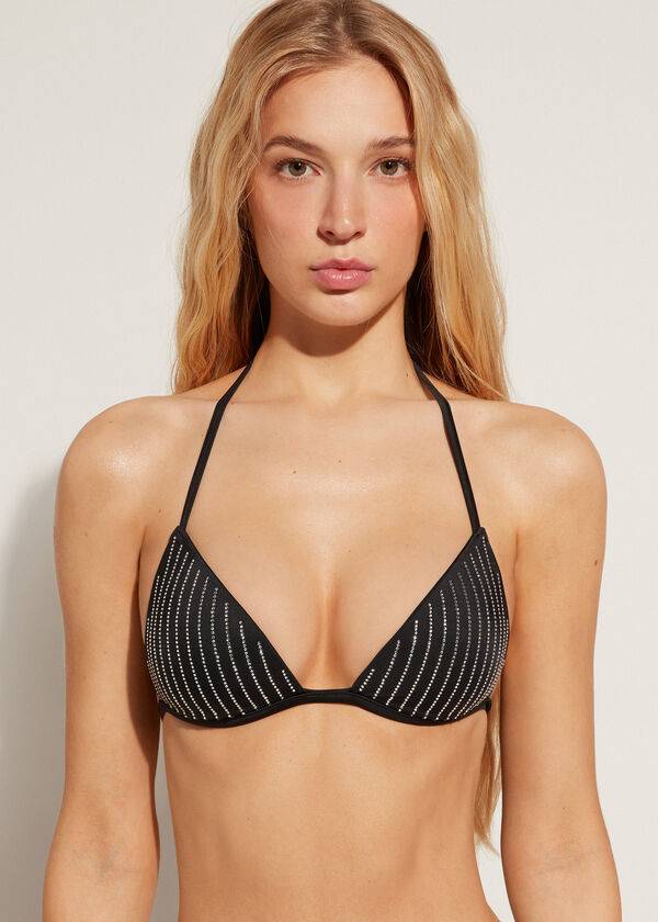 Arriba De Bikini Calzedonia Graduated Acolchado Triangle Shanghai Mujer Negros | MX2445AP