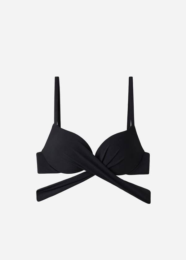 Arriba De Bikini Calzedonia Graduated Acolchado Push Up Indonesia Mujer Negros | MX2471AP