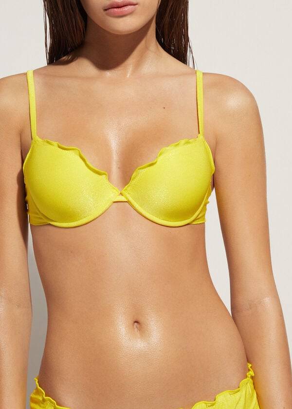 Arriba De Bikini Calzedonia Push Up Formentera Mujer Amarillos | MX2249HK