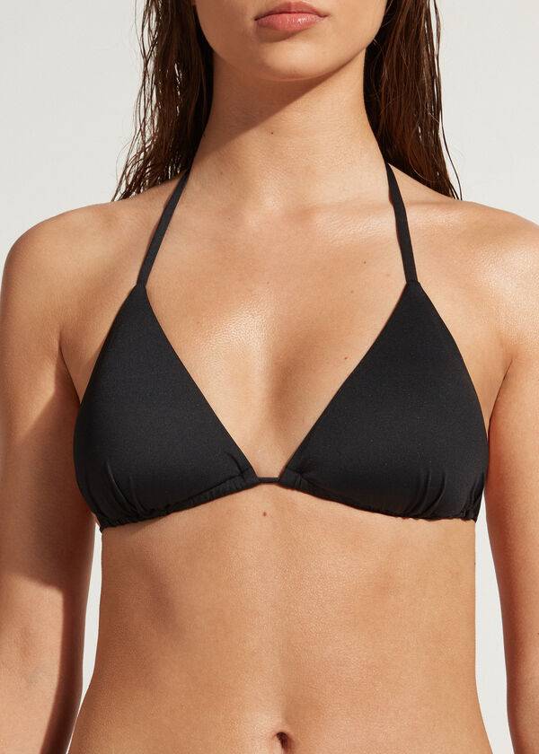 Arriba De Bikini Calzedonia String Triangle Indonesia Mujer Negros | MX2219SO