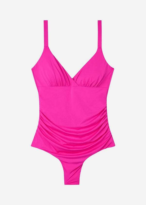 Bañadores Calzedonia Acolchado One-Piece Shaping-Effect Indonesia Eco Mujer Rosas | MX1997BC