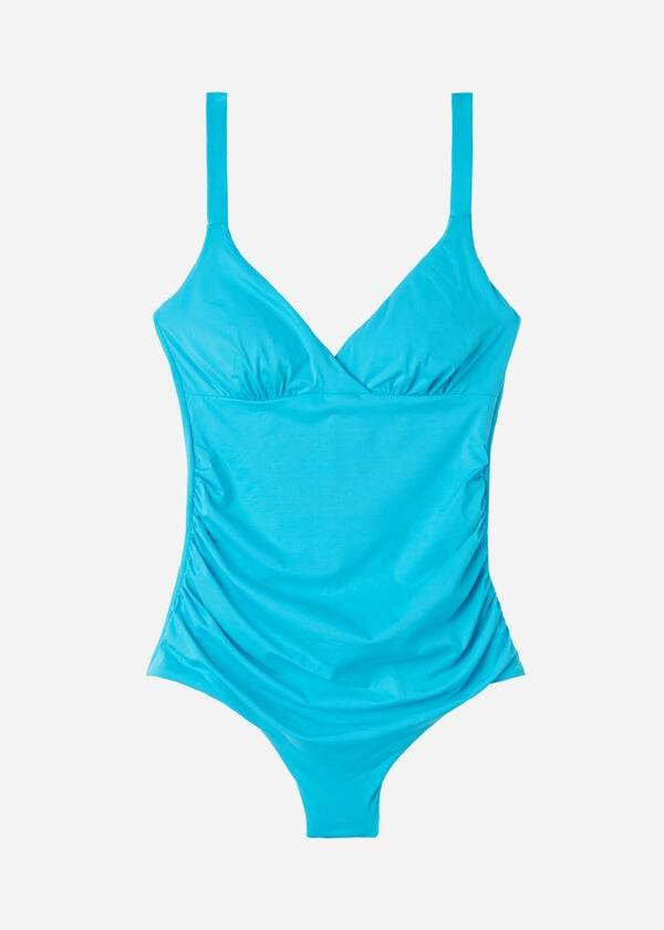 Bañadores Calzedonia Acolchado One-Piece Shaping-Effect Indonesia Mujer Turquesa | MX2001WY