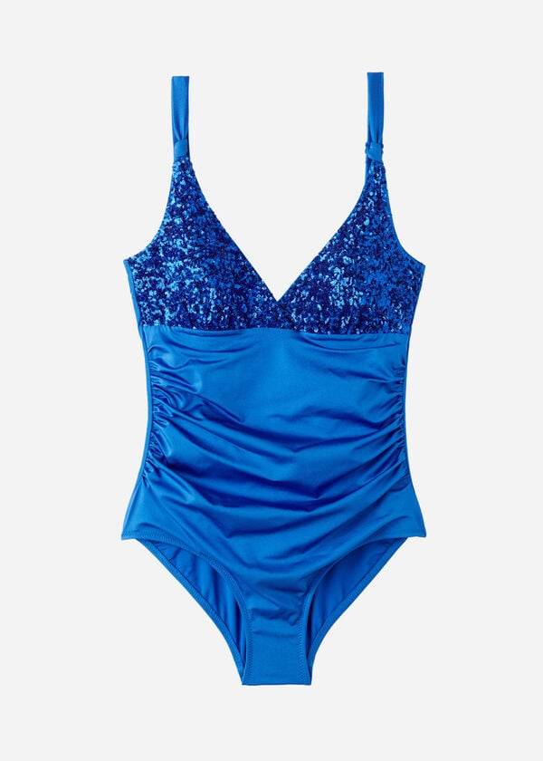 Bañadores Calzedonia Acolchado One-Piece Shaping-Effect Cannes Mujer Azules | MX2002EX