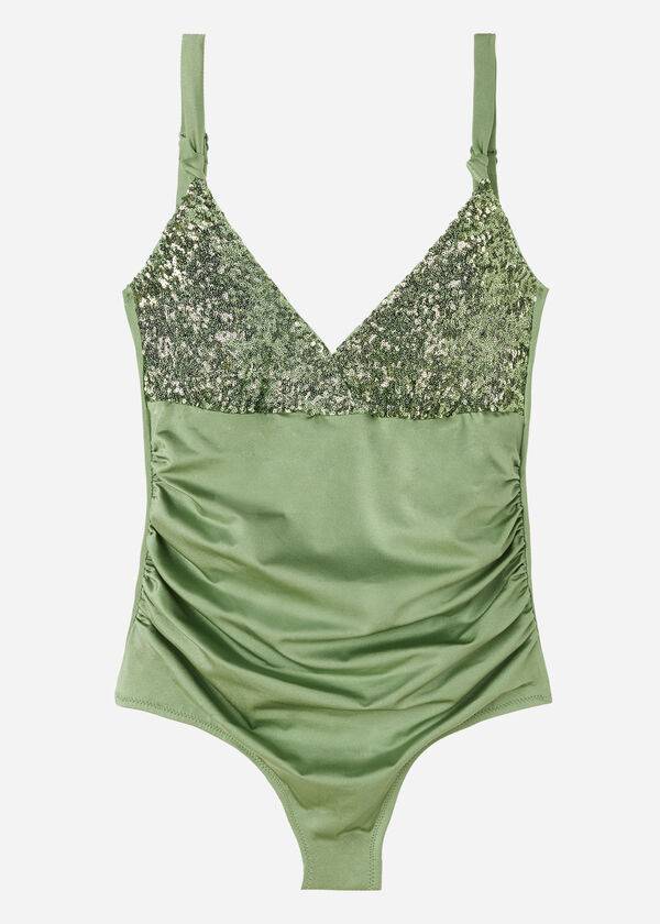 Bañadores Calzedonia Acolchado One-Piece Shaping-Effect Cannes Mujer Verdes | MX2003RW