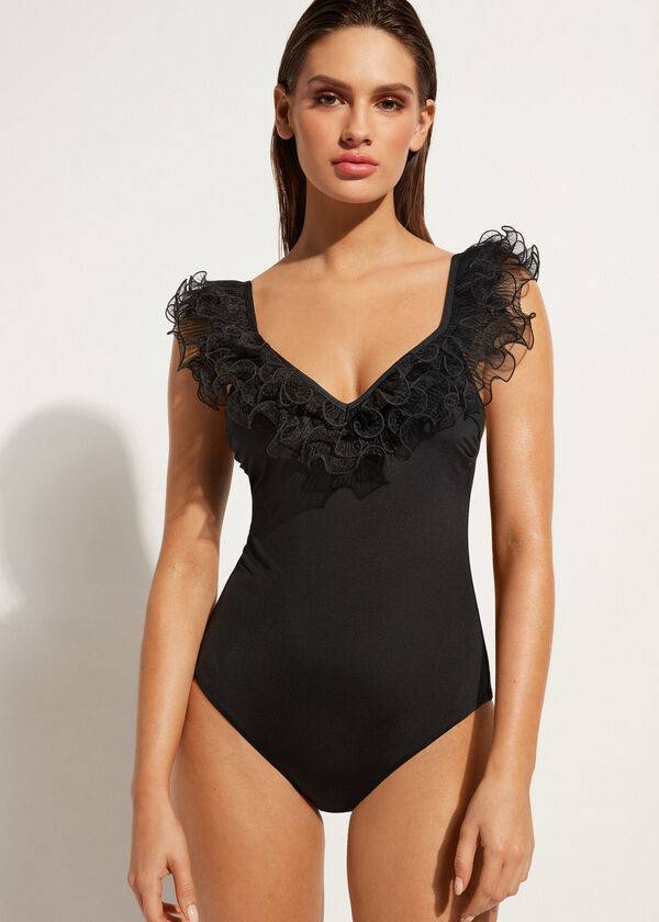 Bañadores Calzedonia Lightly Acolchado One Piece Singapore Mujer Negros | MX2038DN