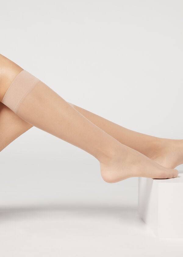 Calcetines Calzedonia 20 Denier Comodidad Cuff Knee-Highs Sheer Sexy Mujer Beige | MX1885HK