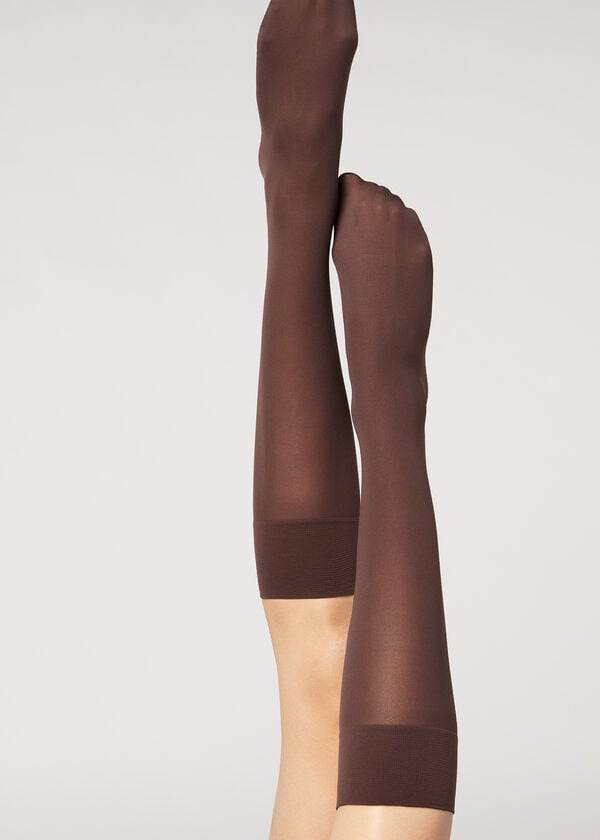 Calcetines Calzedonia 30 Denier Semi Opaque Microfiber Knee-Highs Long Mujer Cafes | MX1959SO