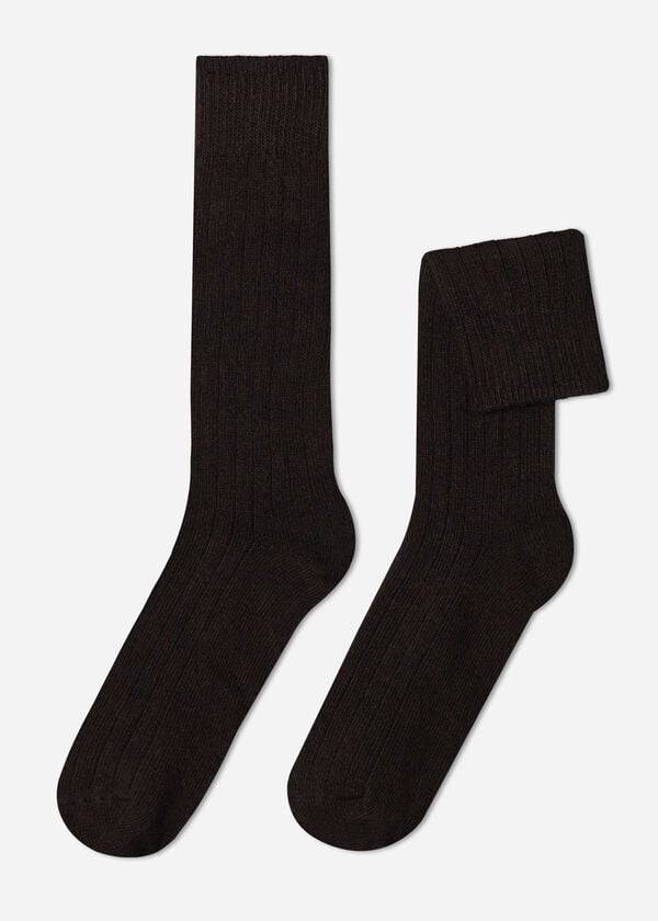 Calcetines Calzedonia Acanalado Crew with Lana and Cashmere Hombre Marrom | MX1372VD