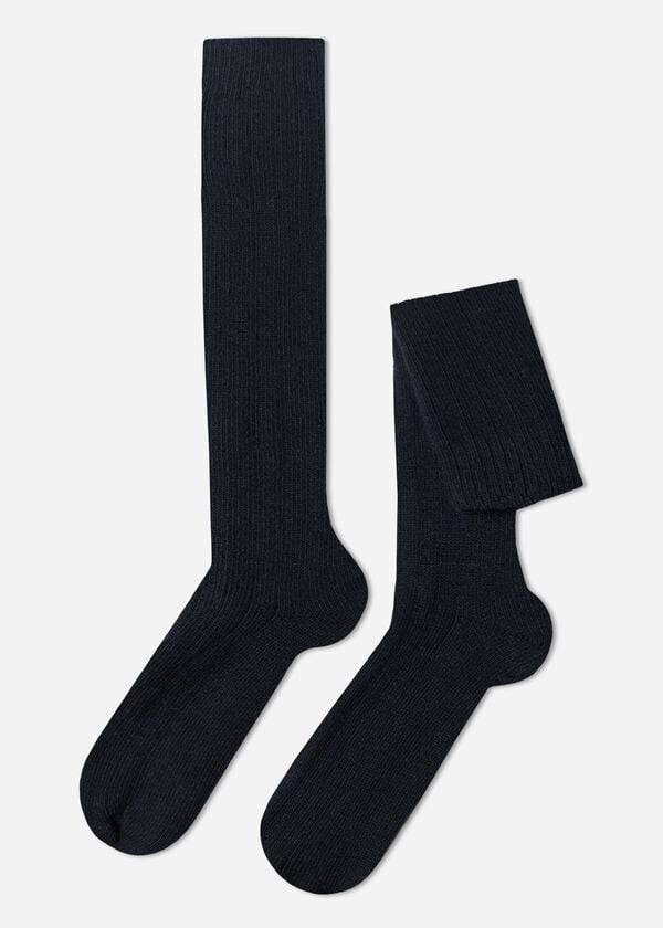 Calcetines Calzedonia Acanalado Lana and Cashmere Long Hombre Azules | MX1414DN