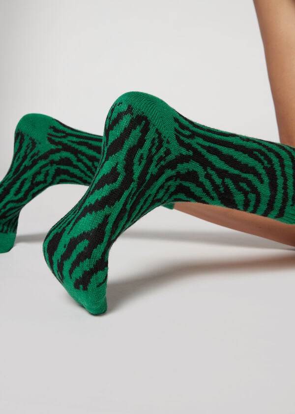 Calcetines Calzedonia Animal Print Cashmere Corta Mujer Verdes | MX1859HK