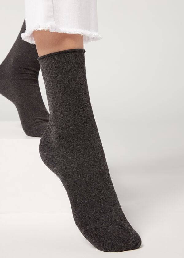 Calcetines Calzedonia Ankle with Cashmere Corta Mujer Grises Negros | MX1847RW